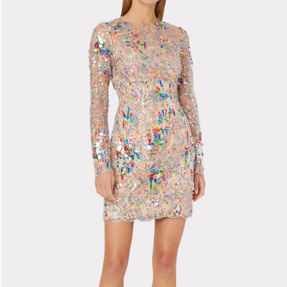 Milly Leona New with tags sequin minidress is covered with 3D confetti overlay